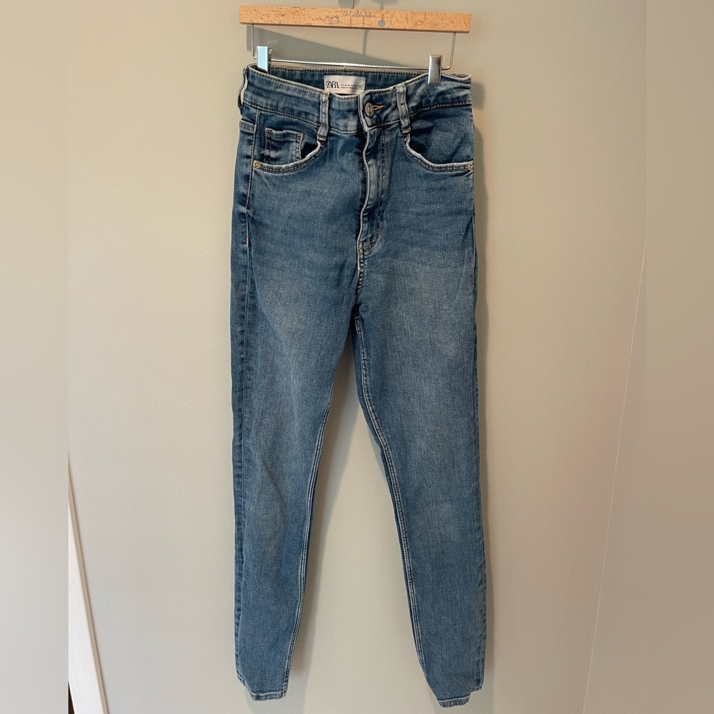 ZARA Medium Wash High Waisted Jeans